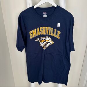 Hanes Nashville Predators Smashville Graphic Tee Short Sleeve Shirt Navy Size XL